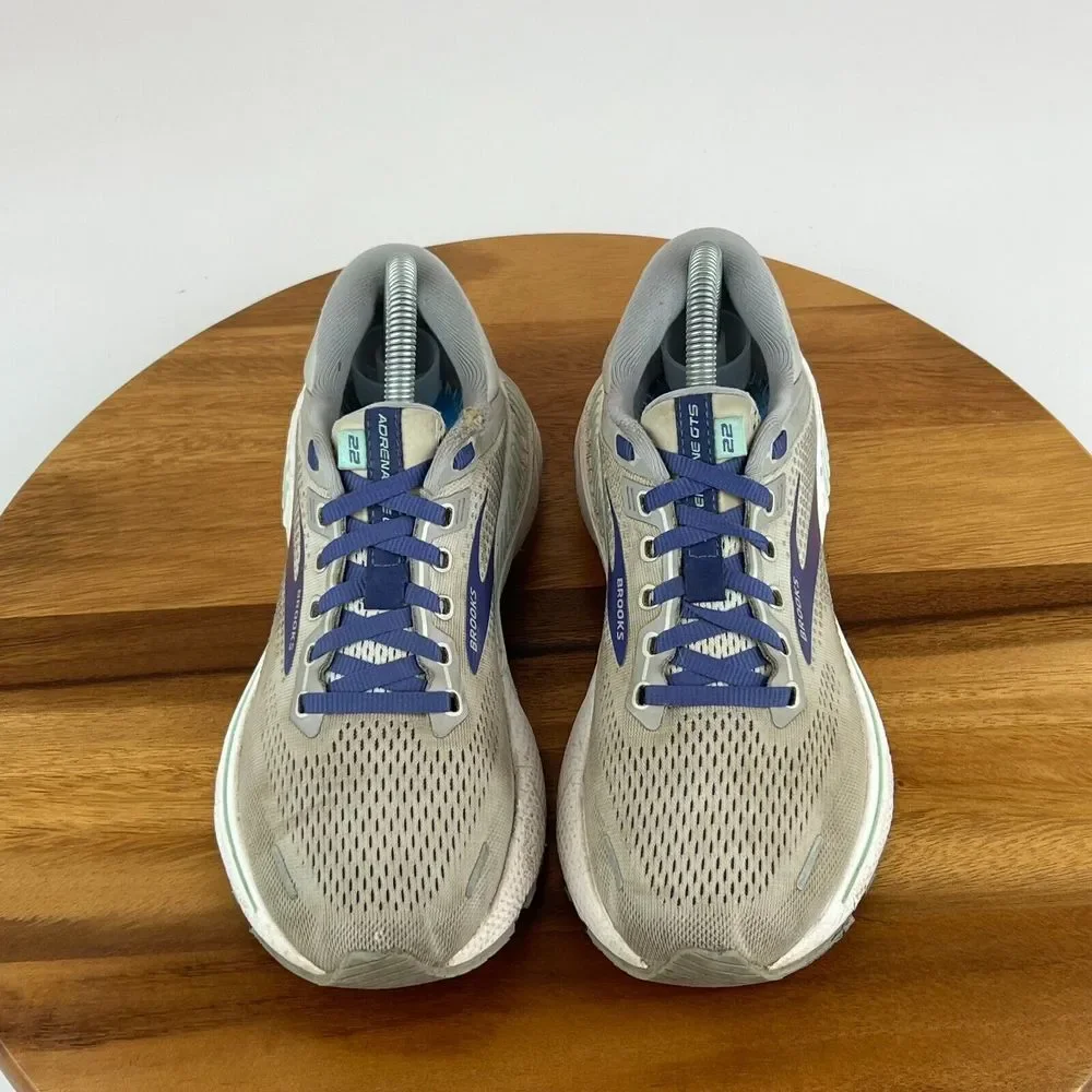 Womens Brooks Adrenaline GTS 22 Gray Athletic Running Shoes‎ Sneakers Size 7.5 B